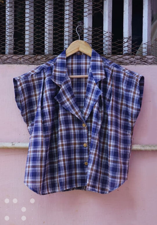 Crop shirt in checks | Braille |Niram Neela