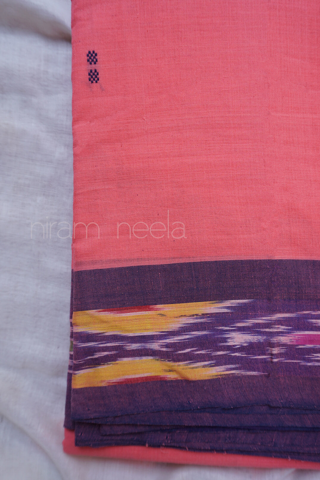 Peach and violet Angara cotton saree - Niram Neela