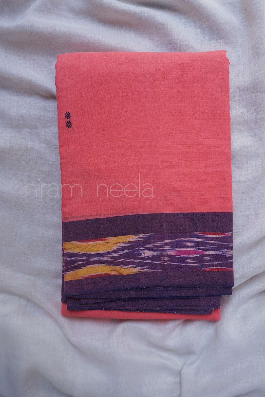 Peach and violet Angara cotton saree - Niram Neela