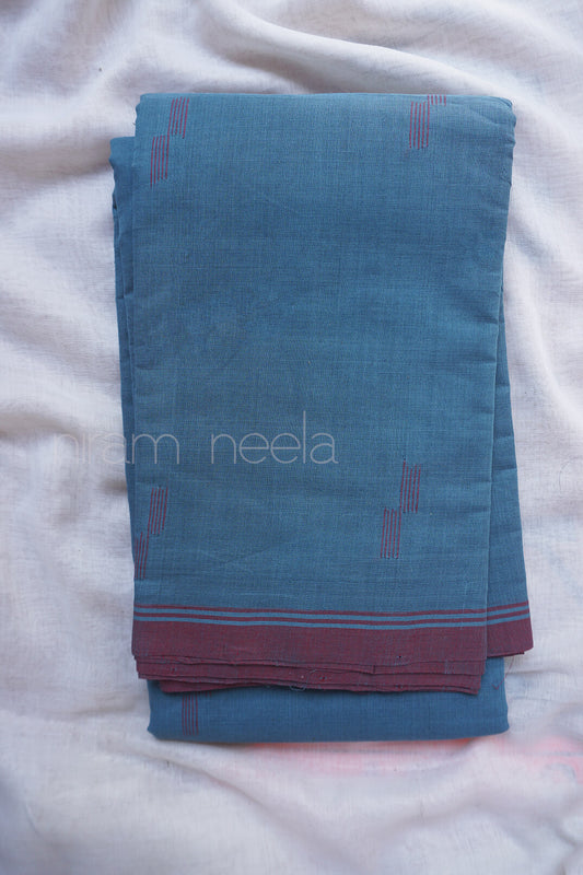 Grey and maroon Angara cotton saree - Niram Neela