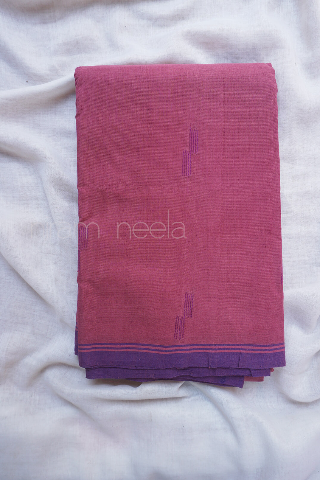 Mauve pink and violet Angara cotton saree - Niram Neela