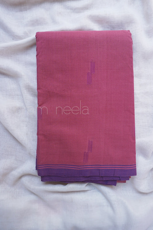 Mauve pink and violet Angara cotton saree - Niram Neela