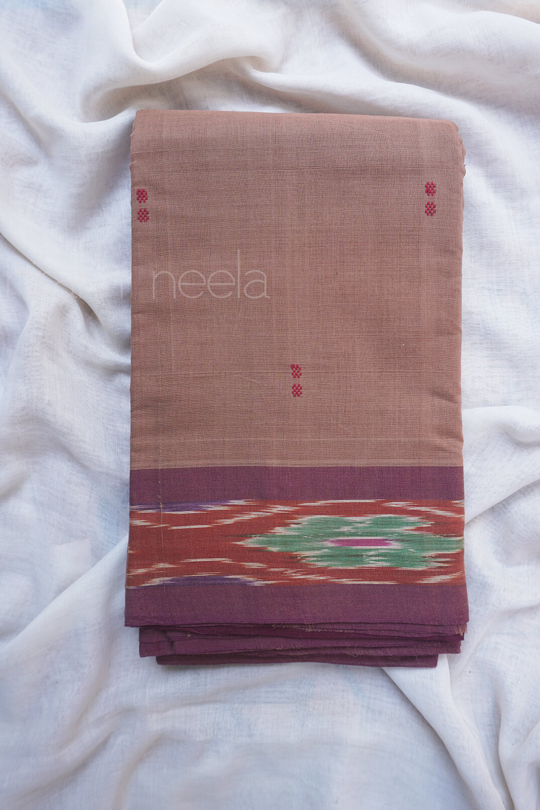 Dust and brown Angara cotton saree - Niram Neela