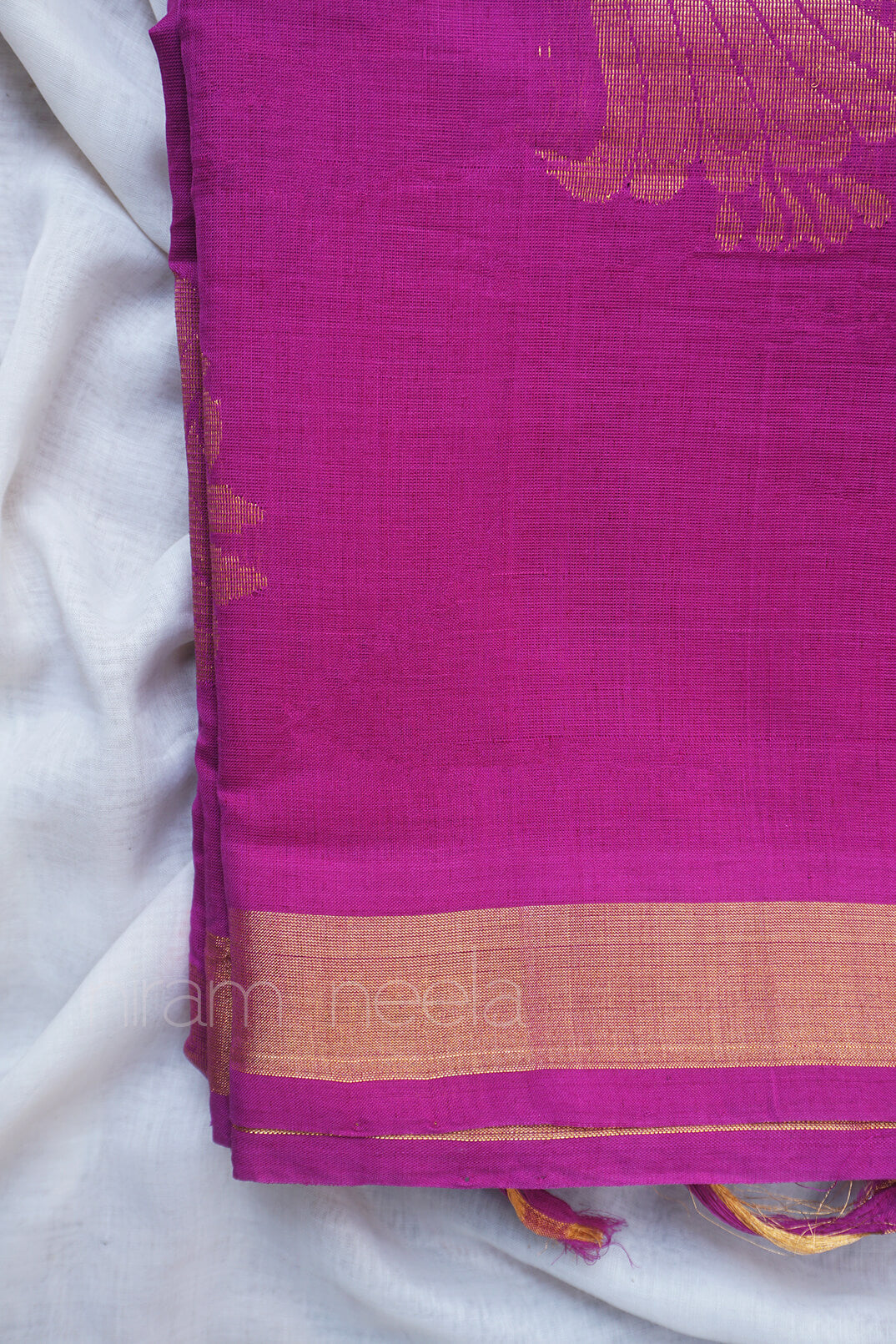 Magenta and gold Angara cotton saree - Niram Neela