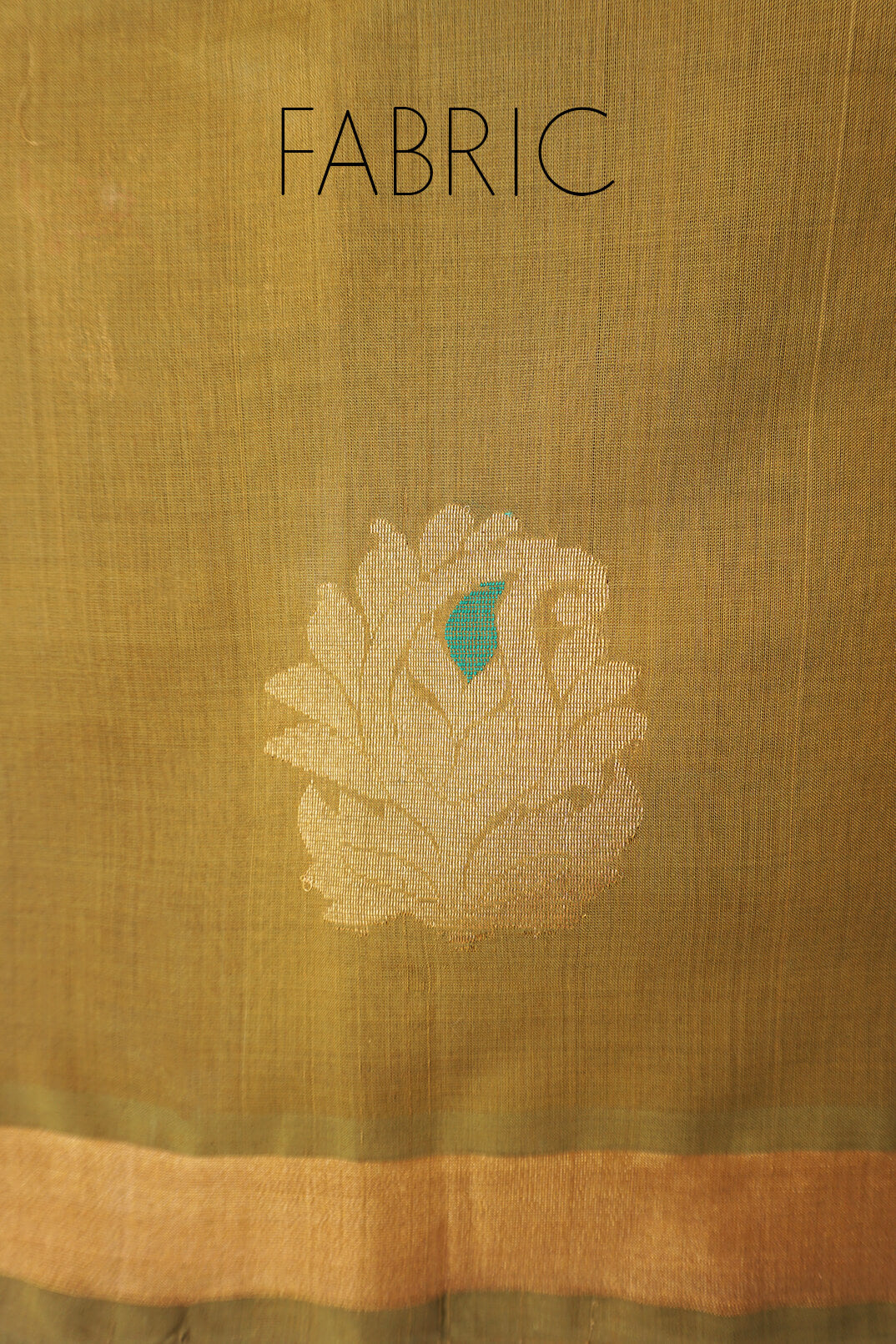 Ochre and gold Angara cotton saree - Niram Neela