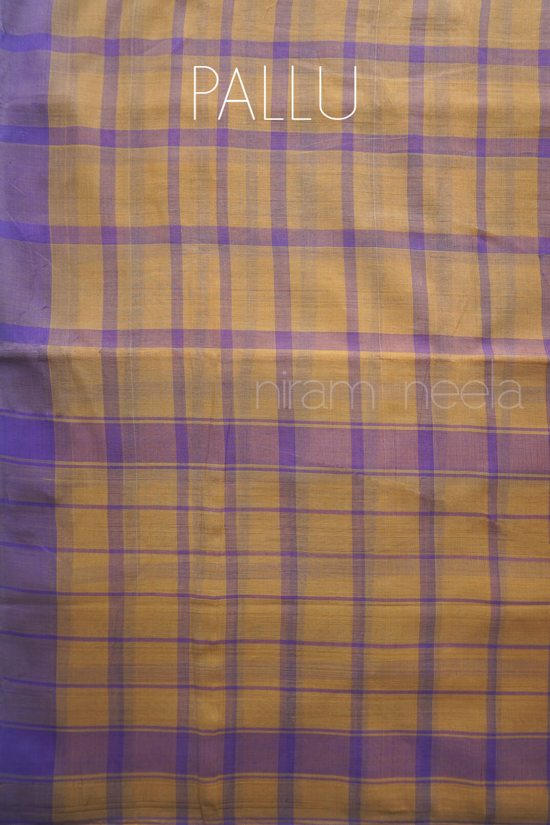 Sandal and violet checkered Bobbili cotton saree - Niram Neela