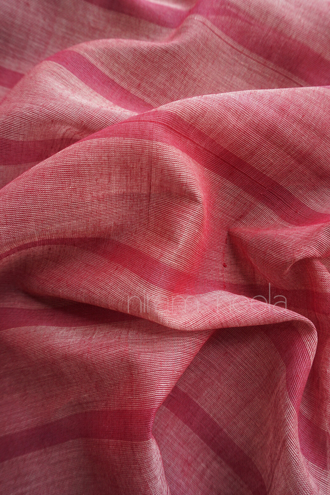 Mauve pink striped Bobbili cotton saree - Niram Neela