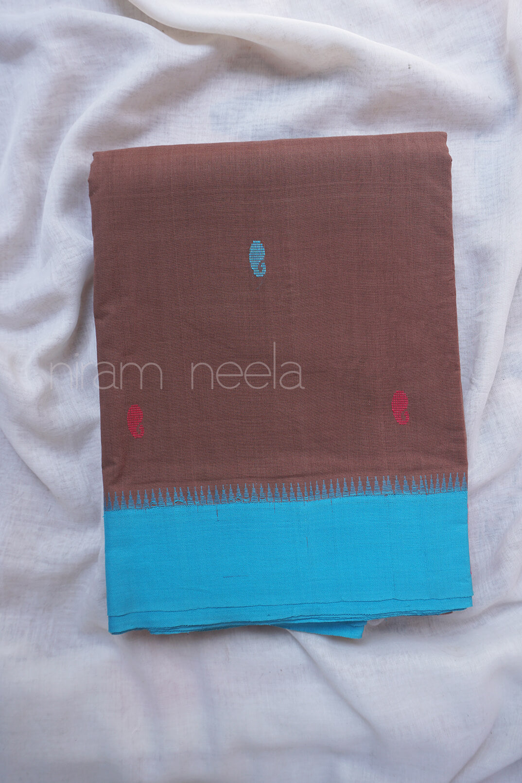 Brown Ganga jamuna Kuppadam cotton saree - Niram Neela