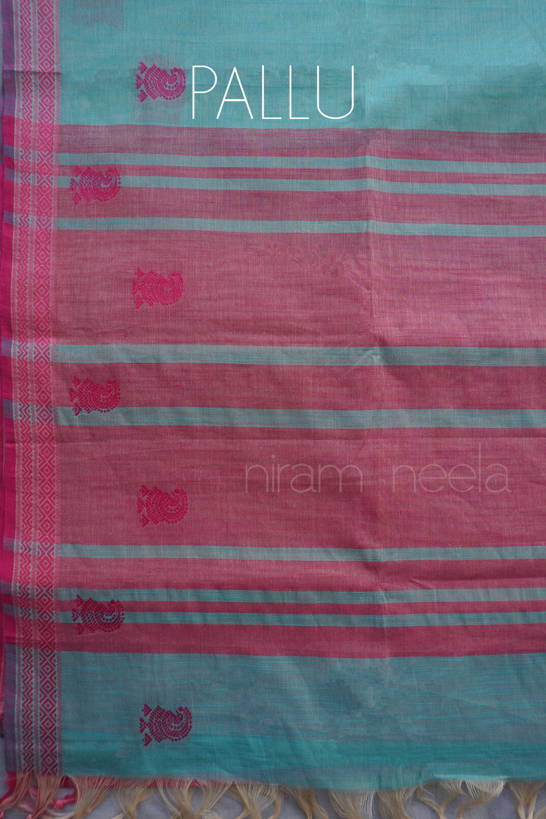 Sky blue and magenta pink Godavari cotton saree | Niram Neela