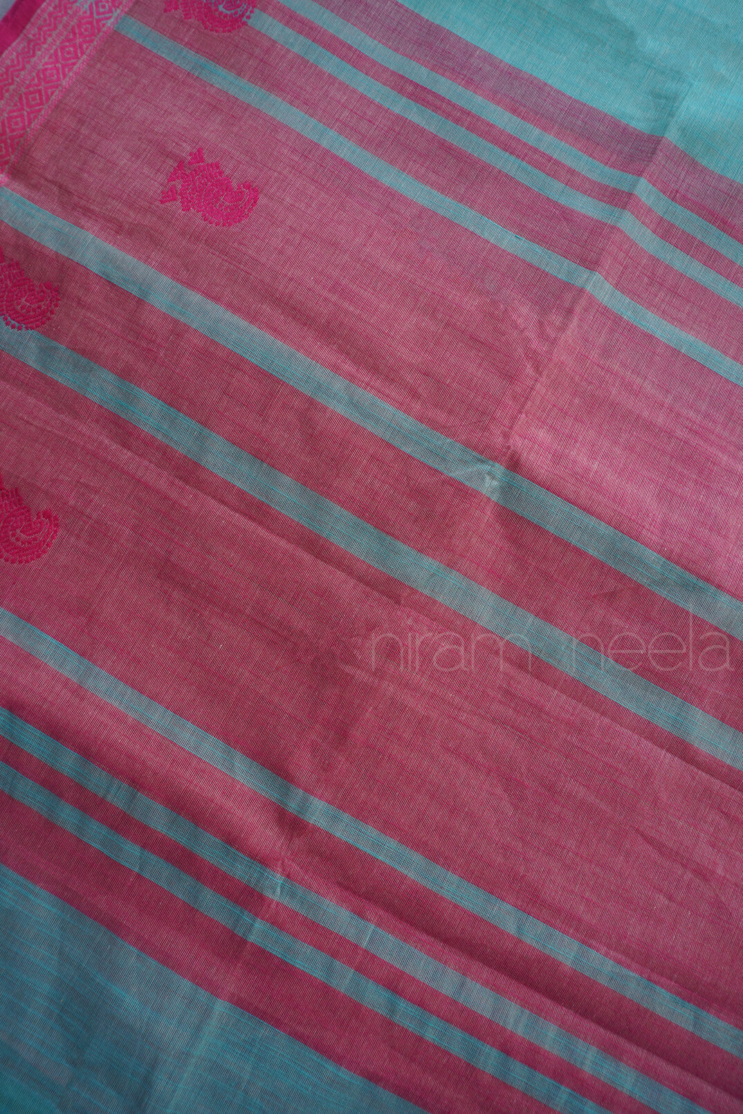 Sky blue and magenta pink Godavari cotton saree | Niram Neela