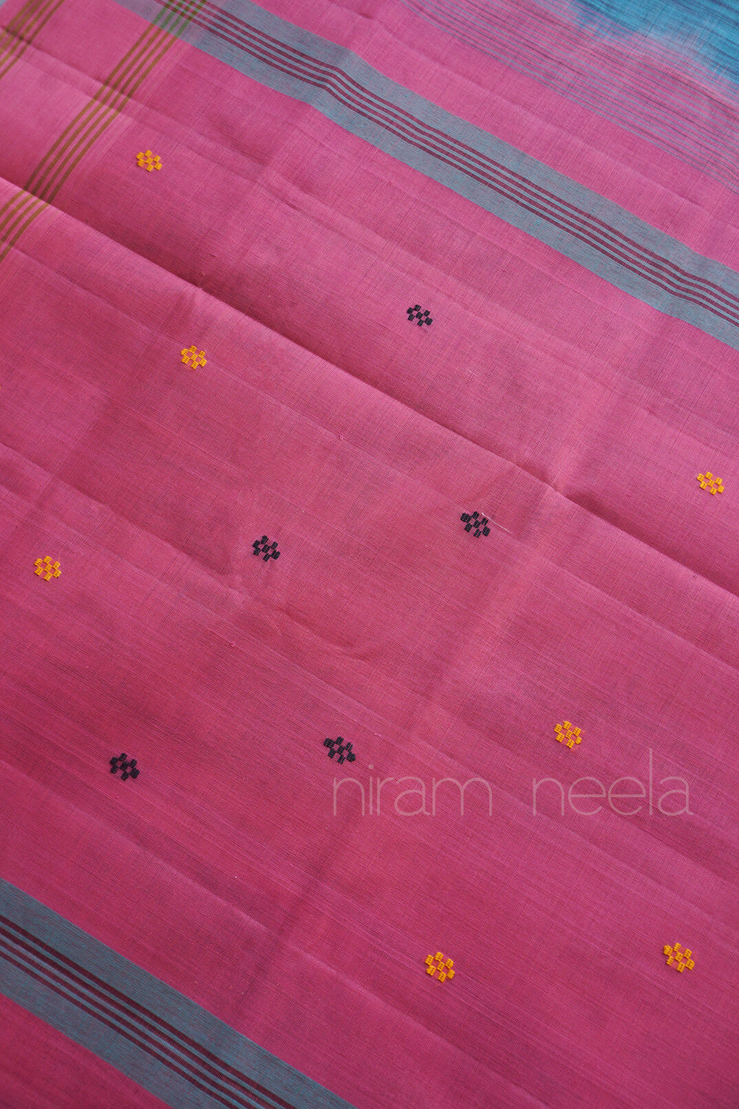 Blue and pink tie-dyed Godavari cotton saree | Niram Neela