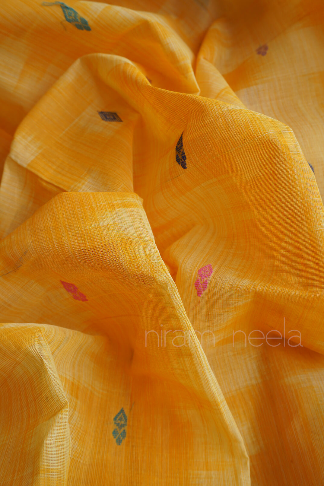 Yellow and green tie-dyed Godavari handloom cotton saree | Niram Neela