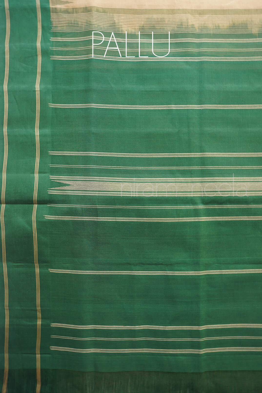 Cream and green handloom Godavari cotton saree from Niram Neela