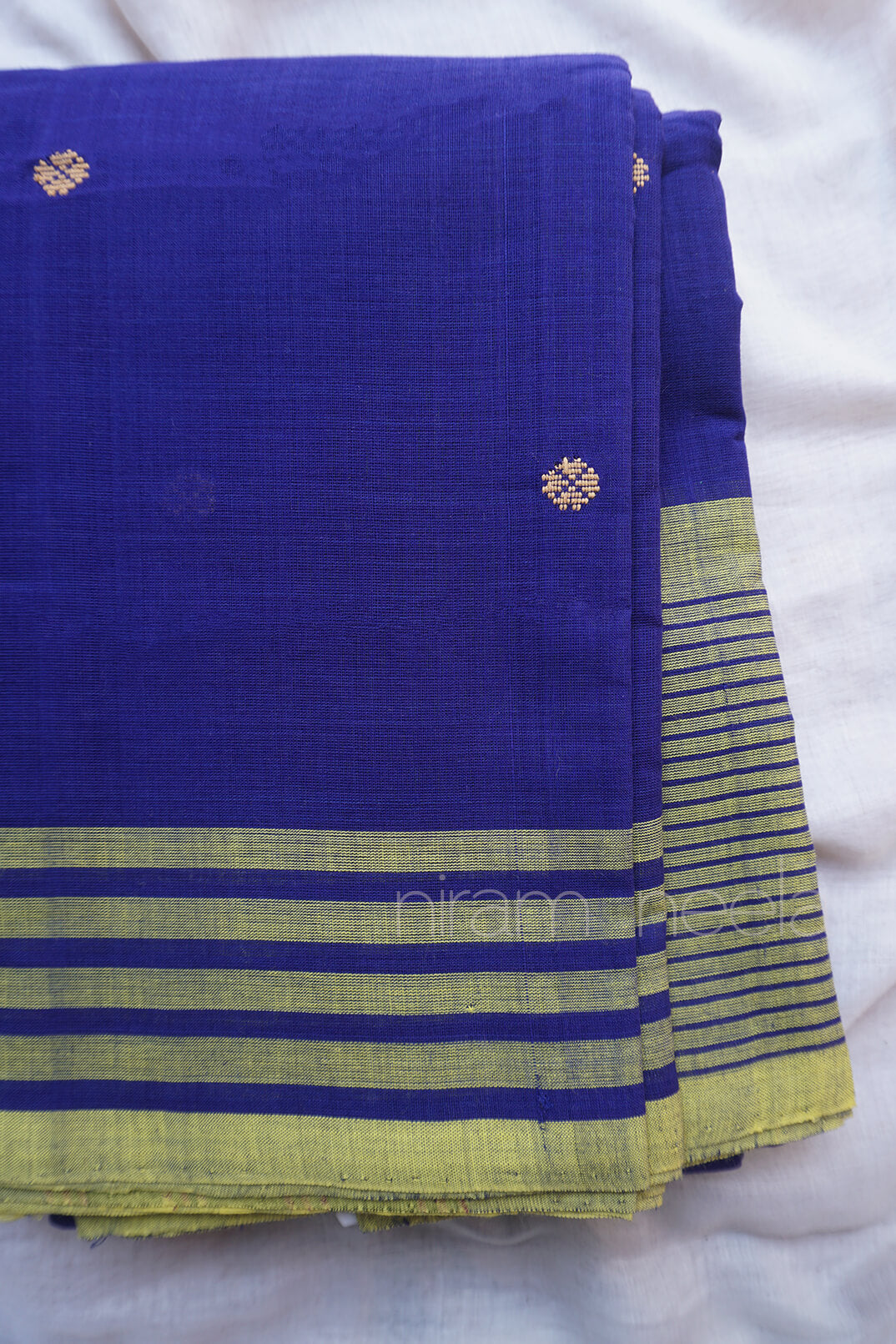 Blue and green Aruppukottai cotton saree - Niram Neela