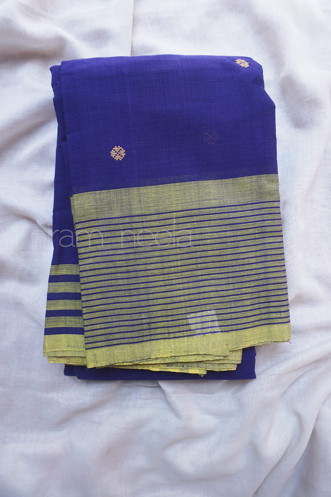 Blue and green Aruppukottai cotton saree - Niram Neela