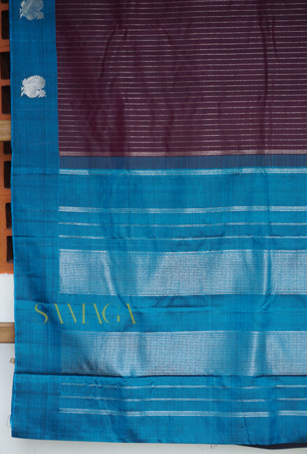 Wine and blue Arni silk saree - Niram Neela