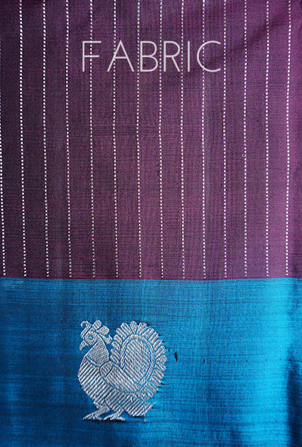 Wine and blue Arni silk saree - Niram Neela