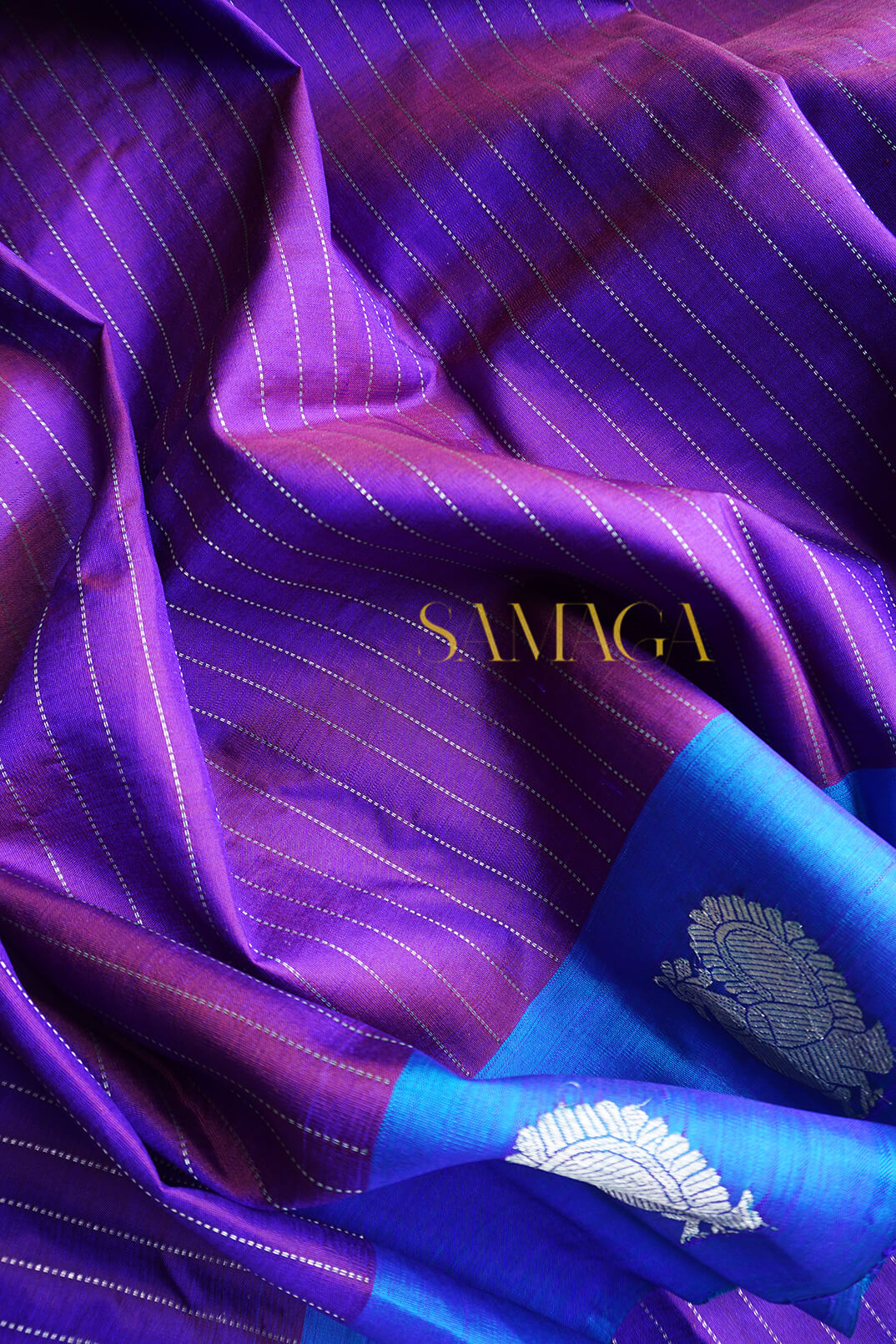 Violet and blue Arni silk saree | Niram Neela