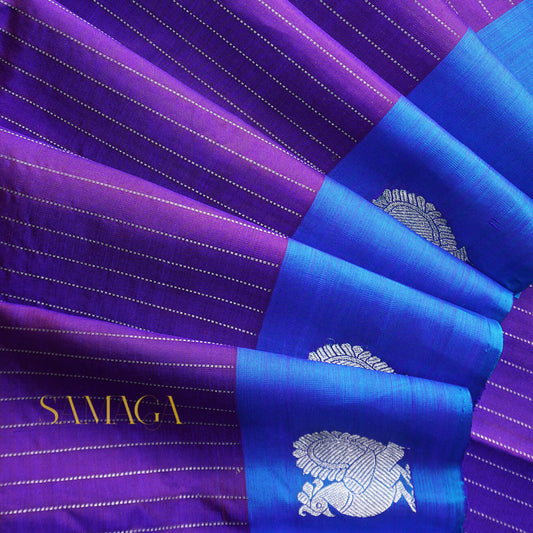 Violet and blue Arni silk saree | Niram Neela