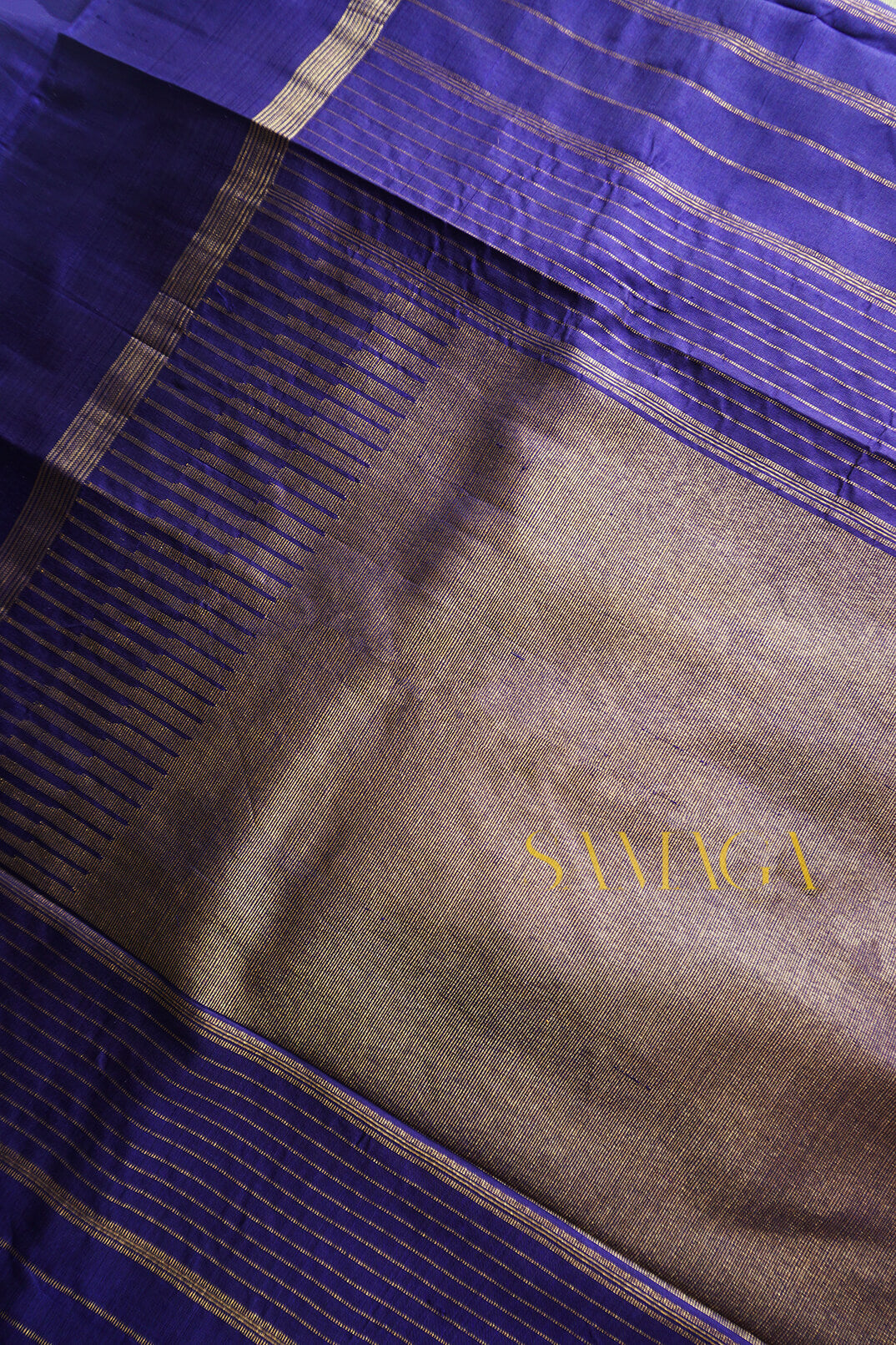 Olive green and navy Arni silk saree - Niram Neela