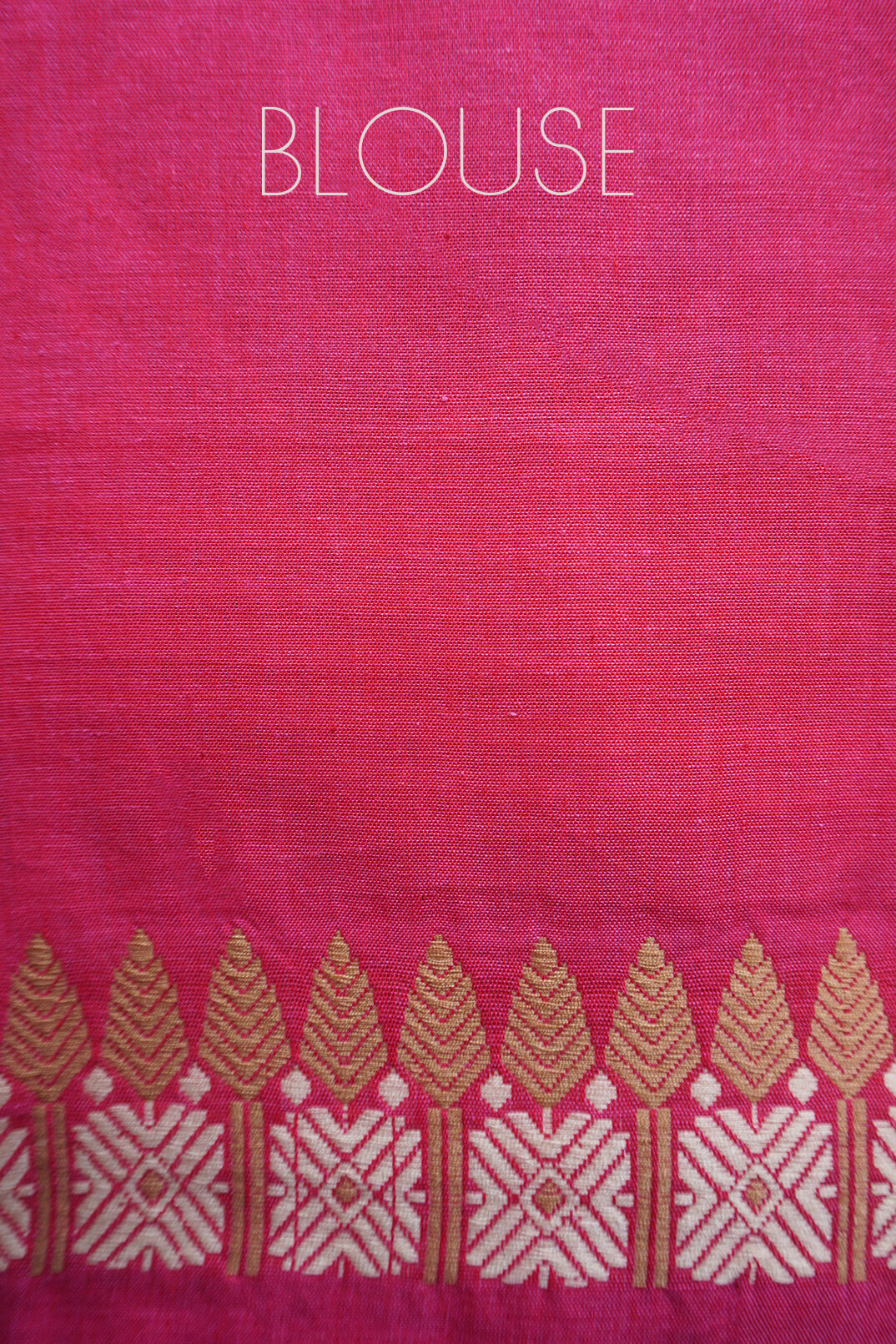 Candy pink and beige Assam cotton saree - Niram Neela