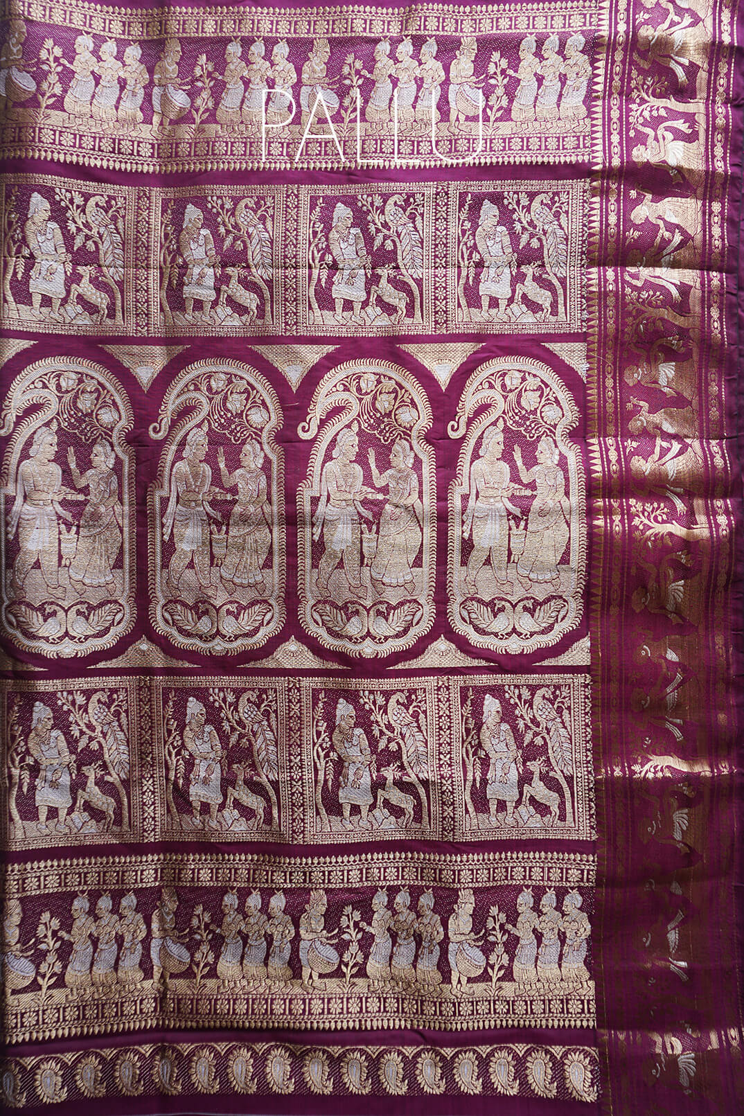 Purple and gold Swarnachari silk saree- - Niram Neela