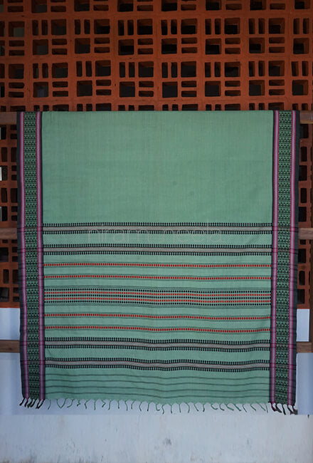 Sage green and black Begumpuri cotton saree - Niram Neela