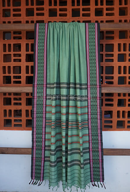 Sage green and black Begumpuri cotton saree - Niram Neela