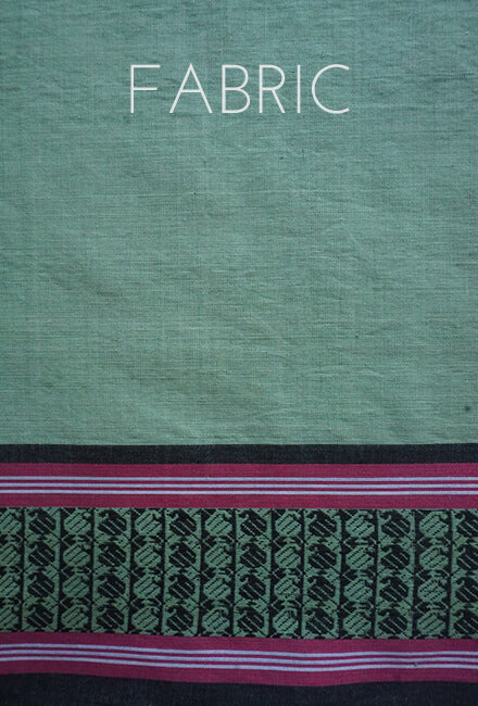 Sage green and black Begumpuri cotton saree - Niram Neela