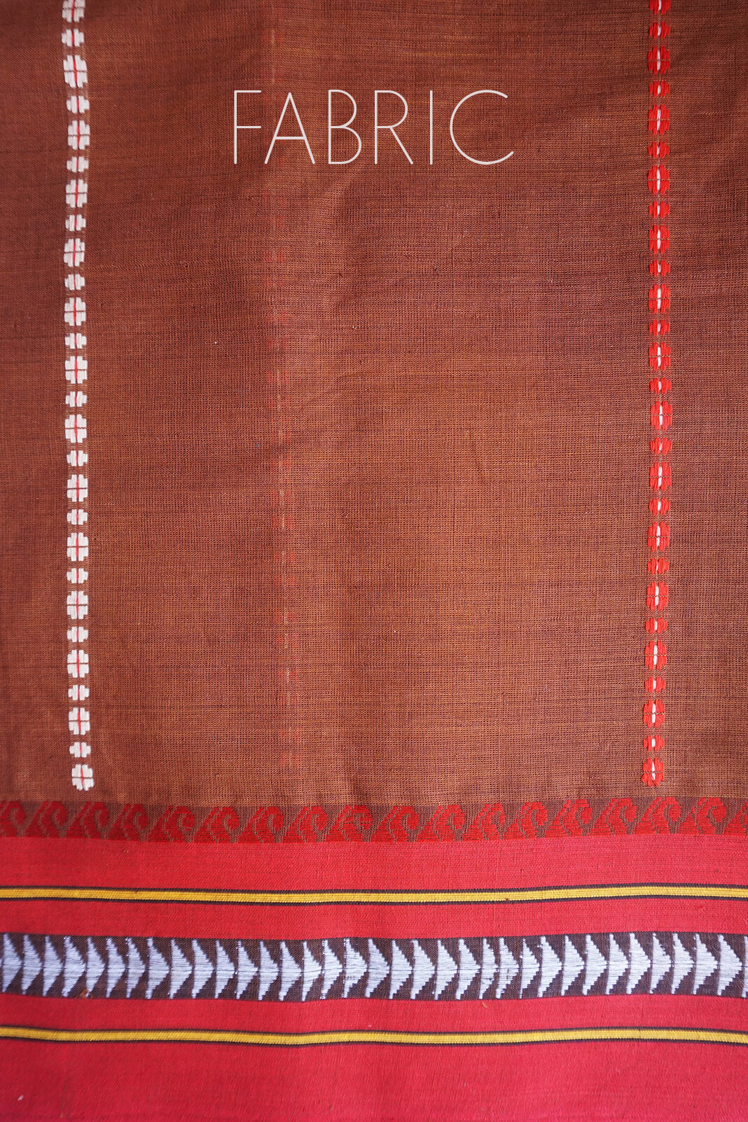 Brown and red Begumpuri cotton saree - Niram Neela