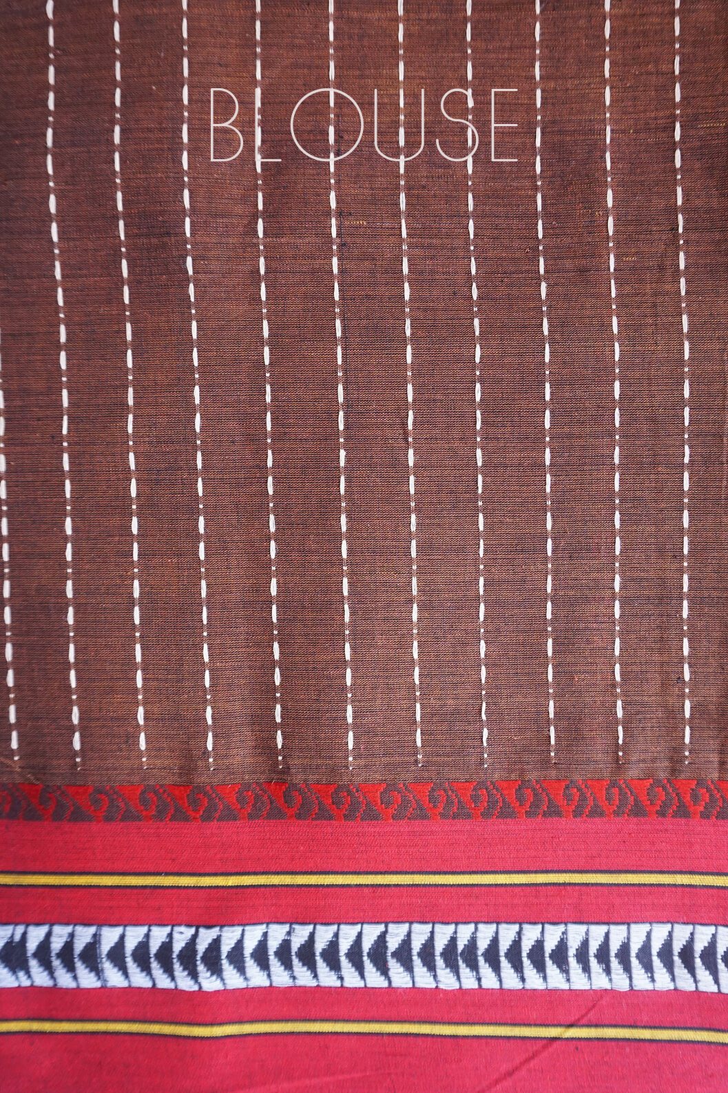 Brown and red Begumpuri cotton saree - Niram Neela