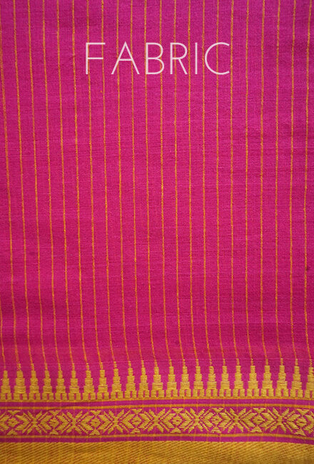 Pink and yellow Begumpuri cotton saree - Niram Neela