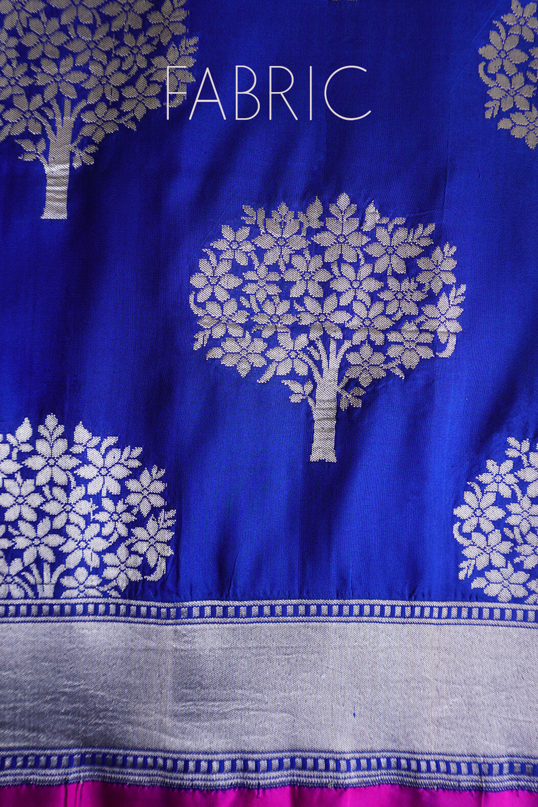 Blue and silver Banaras Katan silk saree - Niram Neela