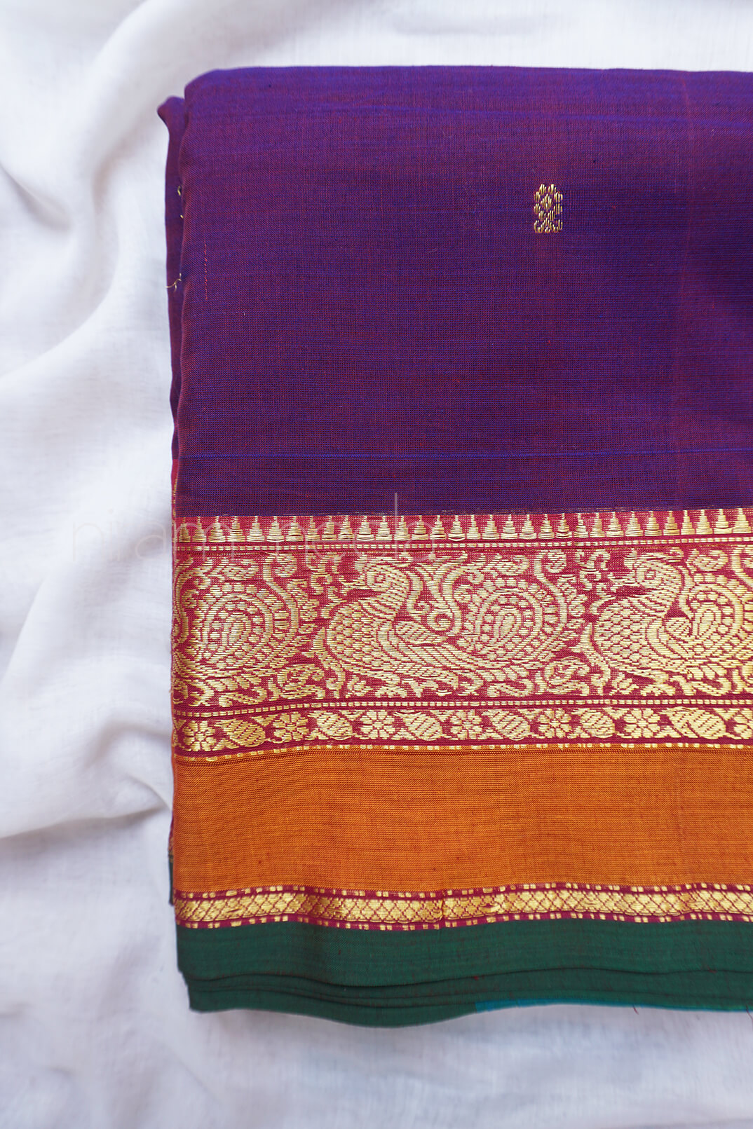 Purple and magenta Chettinad silk cotton saree - Niram Neela