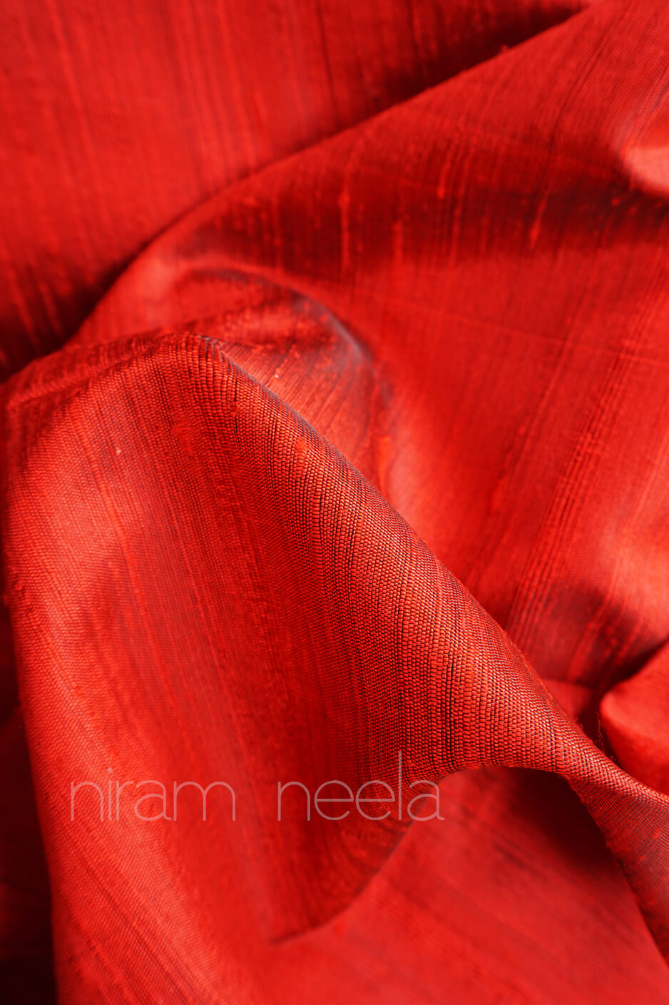 Red and gold Dupion silk saree - Niram Neela