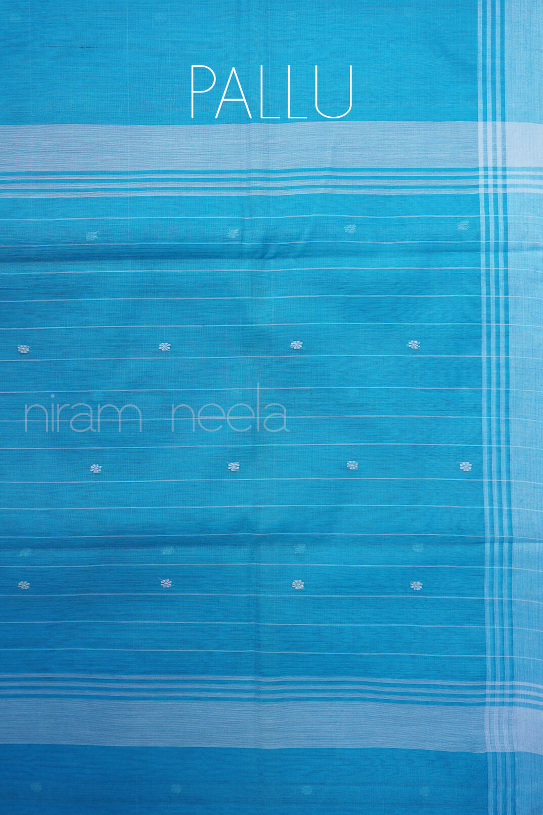 Blue and white Chanderi cotton saree - Niram Neela