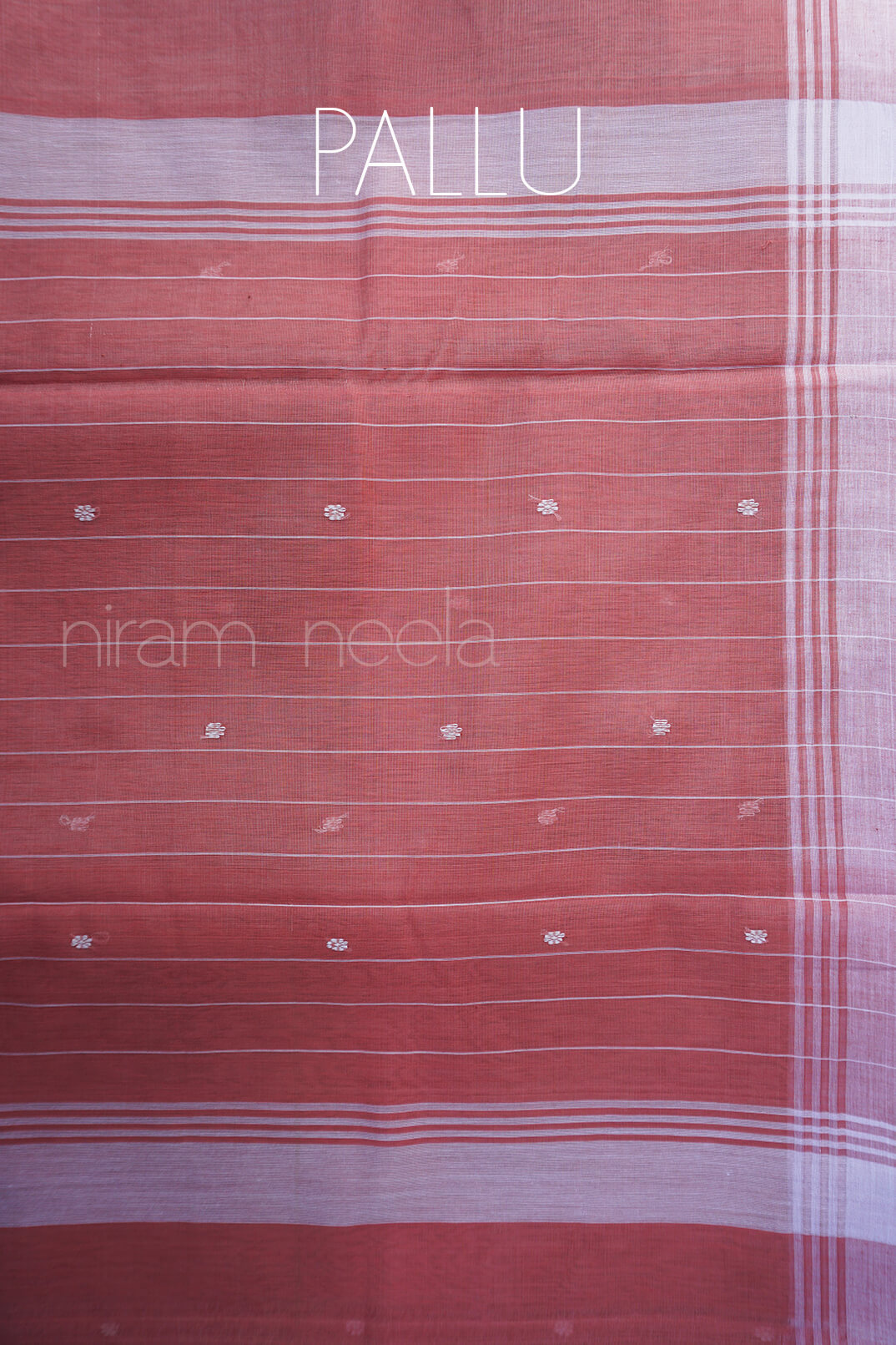 Onion and white Chanderi cotton saree - Niram Neela