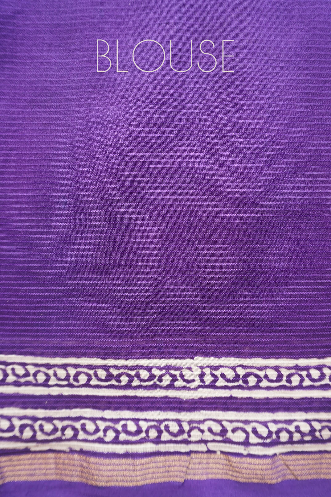 Violet and white printed Chanderi silk cotton saree