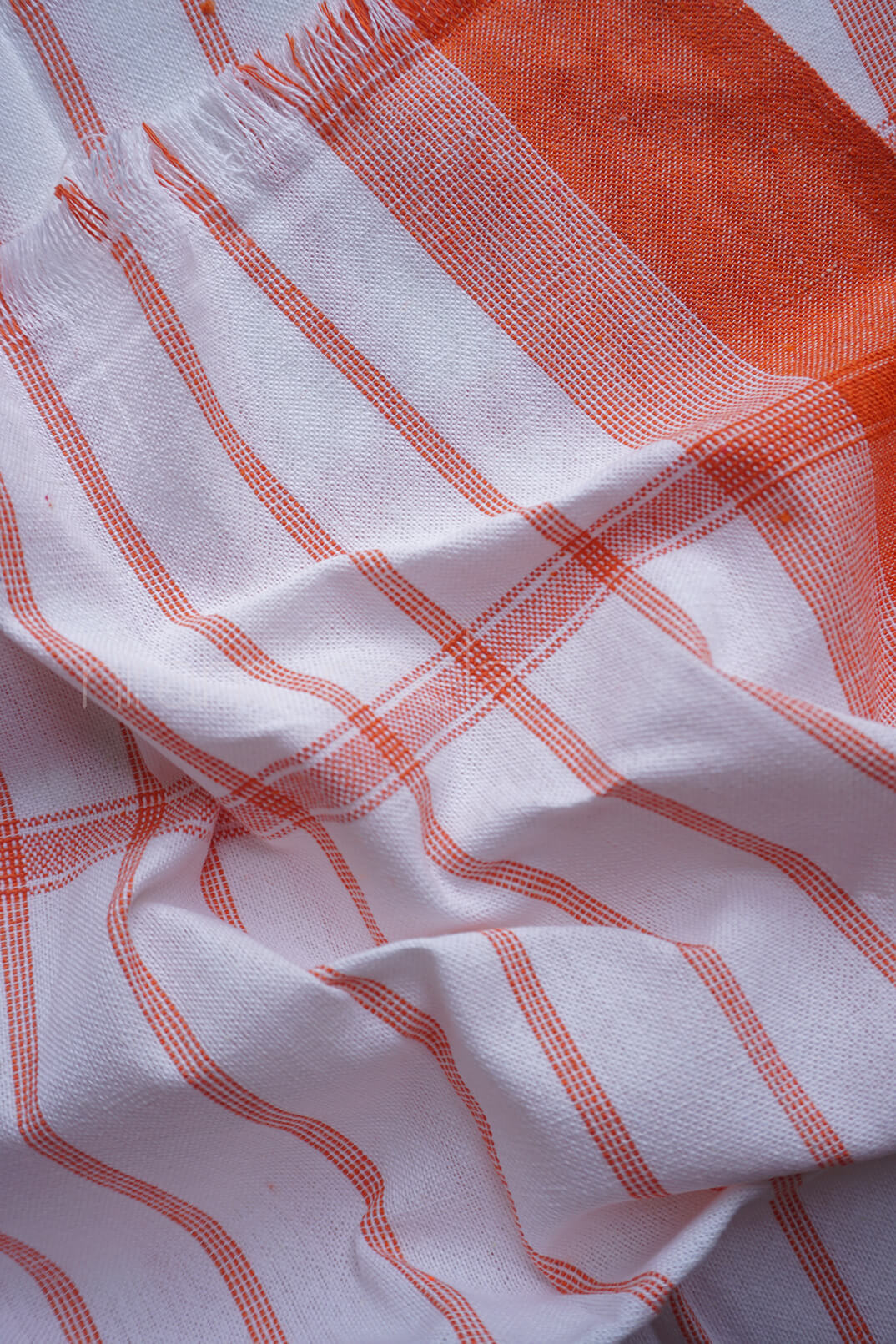 White and orange cotton bath towel - Niram Neela