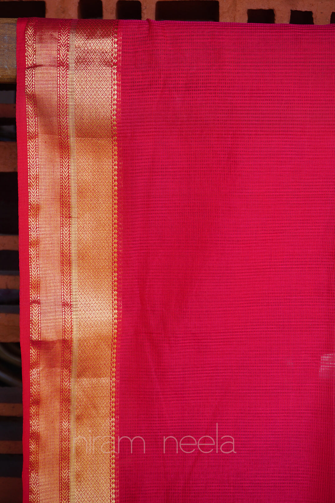 Pink Maheshwari silk cotton saree - Niram Neela