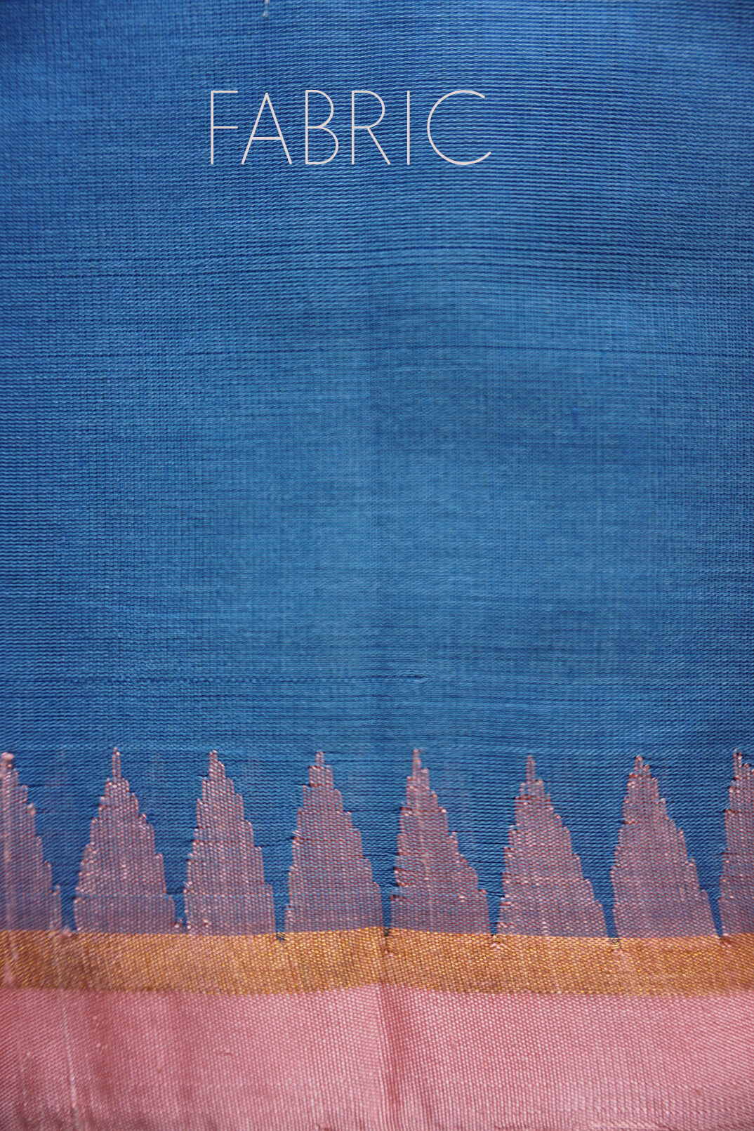 Blue and salmon Ponduru handspun cotton saree- - Niram Neela