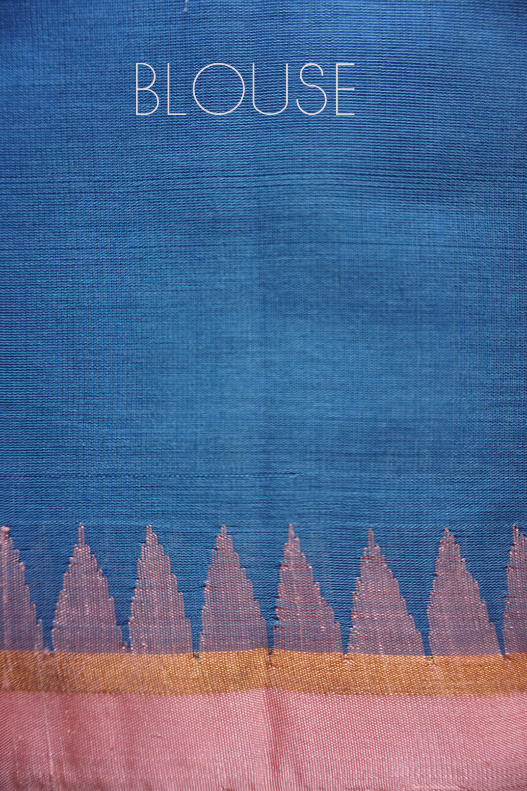 Blue and salmon Ponduru handspun cotton saree- - Niram Neela