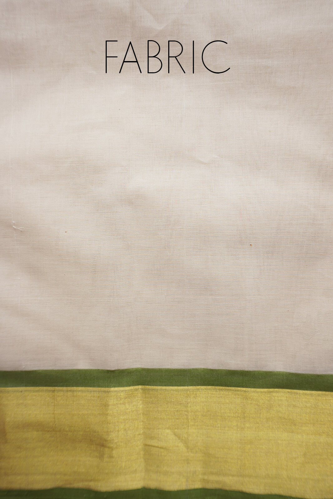 Ivory and light green Kasavu cotton saree - Niram Neela