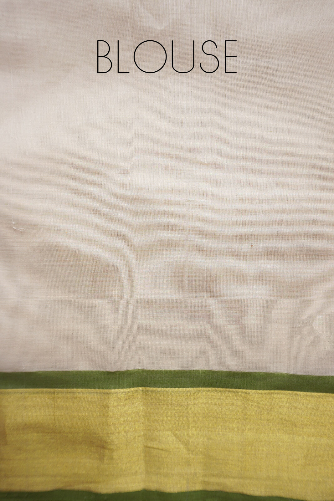 Ivory and light green Kasavu cotton saree - Niram Neela