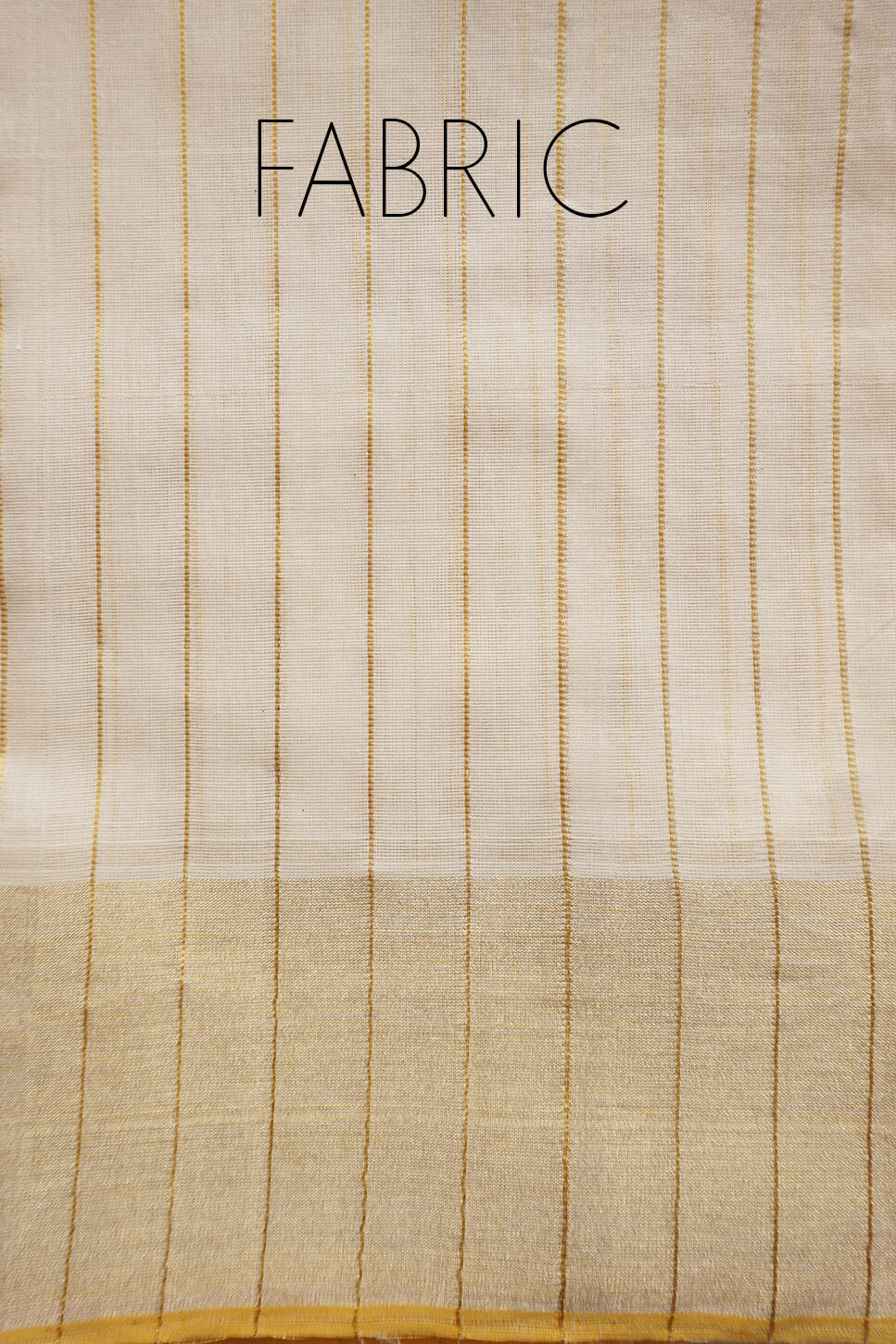 Ivory and gold striped Kasavu cotton saree - Niram Neela