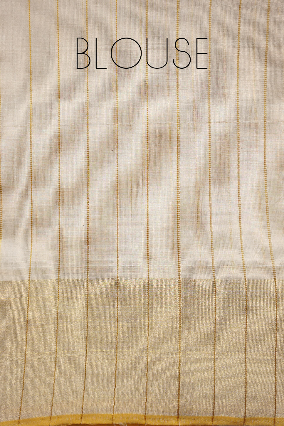 Ivory and gold striped Kasavu cotton saree - Niram Neela