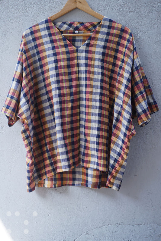 T top in multicolour checks - Niram Neela