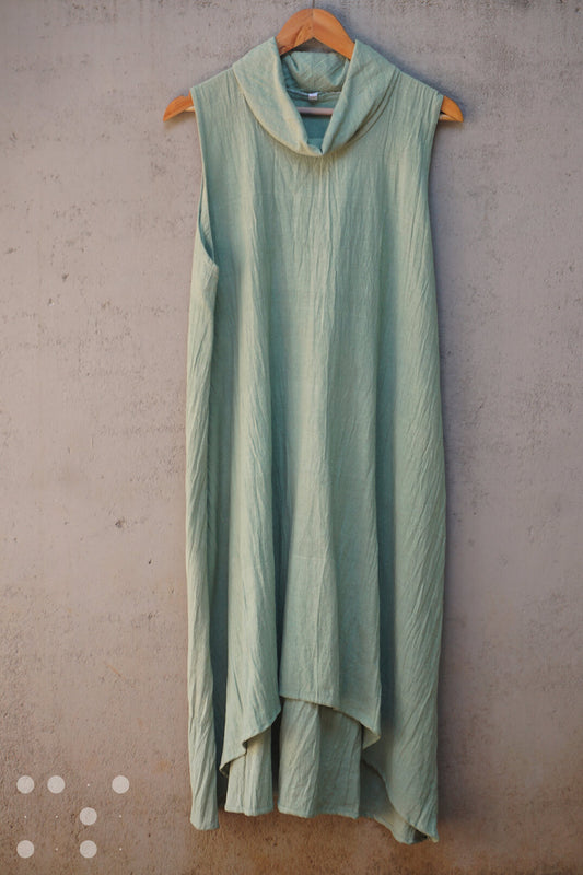 Cowl collar dress in sage green - Niram Neela