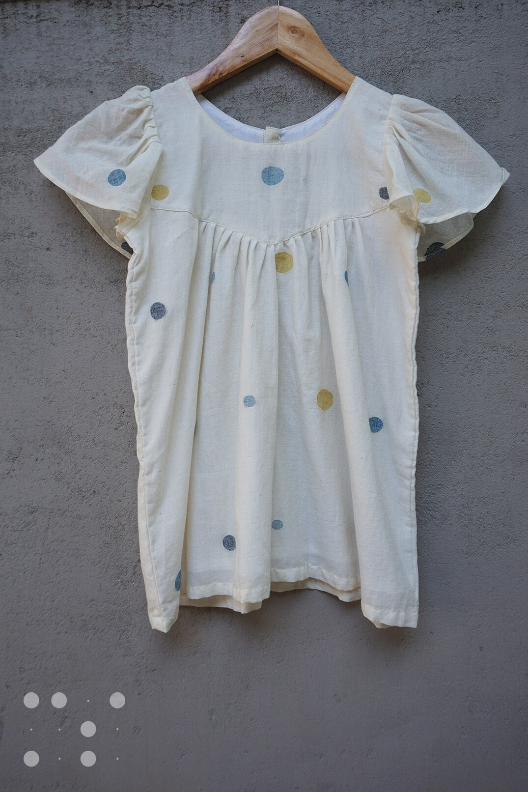 Girls' dress in ivory polka dots - Niram Neela