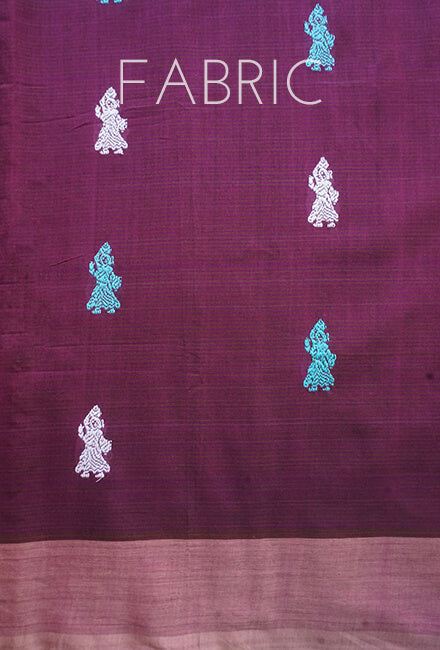 Aubergine and blue Gollabhama cotton saree - Niram Neela